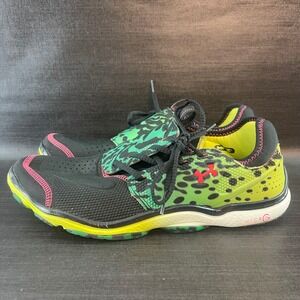 Under Armour Micro G Toxic Six Men's 9.5 Black Neon Green Cheetah Print Shoes